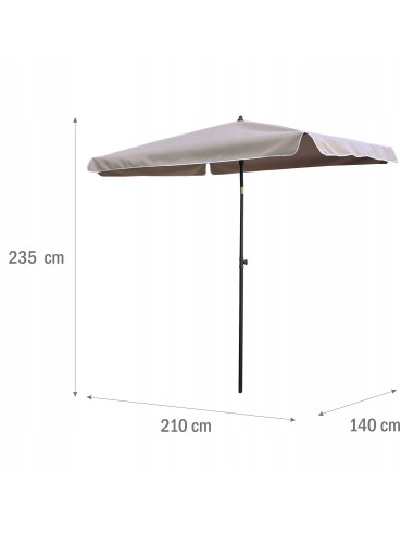 PARASOL OGRODOWY PLAŻOWY ŁAMANY 210X140 CM BEŻOWY 5902490786646 6