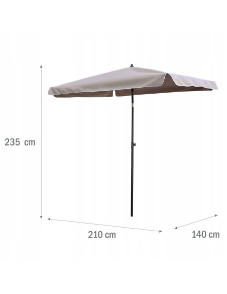 PARASOL OGRODOWY PLAŻOWY ŁAMANY 210X140 CM BEŻOWY 5902490786646 6