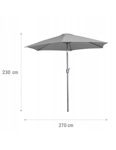 PARASOL OGRODOWY PLAŻOWY ŁAMANY ŚR.270 CM SZARY 5902490786738 4