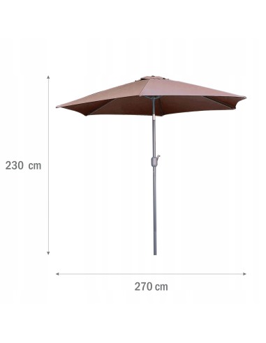 PARASOL OGRODOWY PLAŻOWY ŁAMANY ŚR.270 CM MOKKA 5902490786745 4