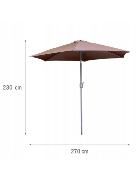 PARASOL OGRODOWY PLAŻOWY ŁAMANY ŚR.270 CM MOKKA 5902490786745 4
