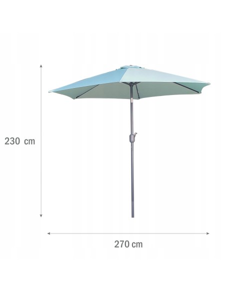 PARASOL OGRODOWY PLAŻOWY ŁAMANY ŚR.270 CM MORSKI - Parasole ogrodowe PARASOL OGRODOWY PLAŻOWY ŁAMANY ŚR.270 CM MORSKI 5902490786615 5