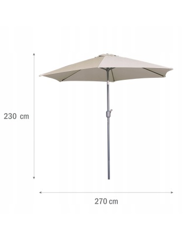 PARASOL OGRODOWY PLAŻOWY ŁAMANY ŚR.270 CM BEŻOWY 5902490786752 4