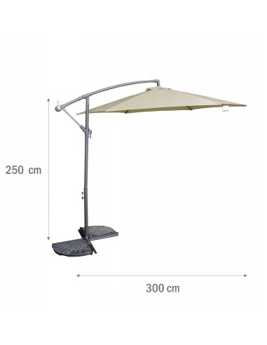 PARASOL Z WYSIĘGNIKIEM OGRODOWY BEŻOWY 300X250CM 5902490786783 5