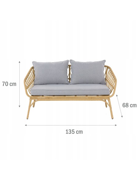 Boho zestaw mebli ogrodowych Meven beżowy, 4 elementy - Meble ogrodowe Boho zestaw mebli ogrodowych Meven beżowy, 4 elementy 5902490784291 6