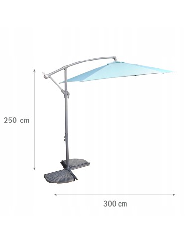 Duży parasol ogrodowy z wysięgnikiem Meven BARBADOS morski, 300 x 250 cm 5902490786622 5