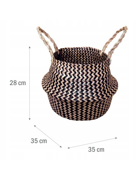 Praktyczny kosz z trawy morskiej BOHO CHECKERED Meven 35 × 35 × 14/28 cm 5902490743403 8