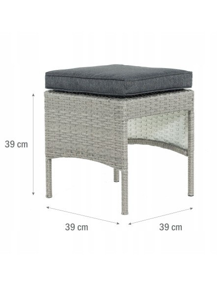 Ogrodowy zestaw mebli technorattanowych Meven 2 fotele + 2 pufy + sofa + stół 5902490785328 5