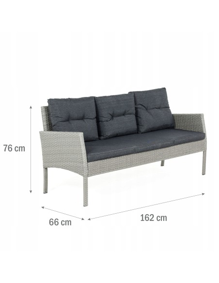 Ogrodowy zestaw mebli technorattanowych Meven 2 fotele + 2 pufy + sofa + stół 5902490785328 6