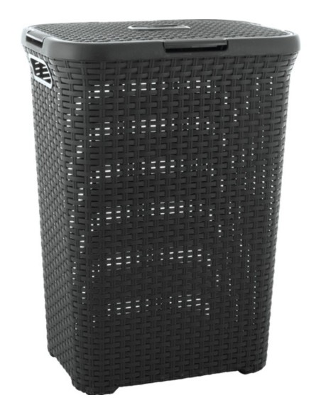 60 l kosz na pranie 60l ciemny szary Curver Rattan Style 3253920707031 6