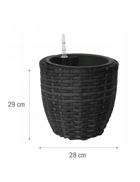 Czarna donica z systemem nawadniania Meven okrągła, 28x29 cm 5907510487183 2
