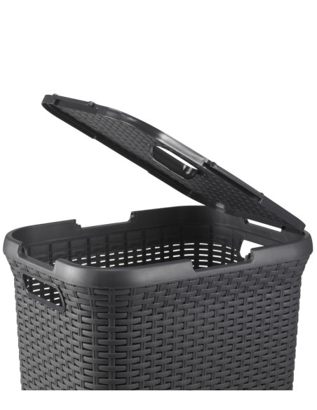 60 l kosz na pranie 60l ciemny szary Curver Rattan Style 3253920707031 9