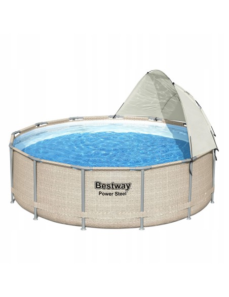 Wzmocniony basen ogrodowy na stelażu z baldachimem Bestway Power Steel 396x107 cm - Baseny na stelażu Wzmocniony basen ogrodowy na stelażu z baldachimem Bestway Power Steel 396x107 cm 6942138984590 9