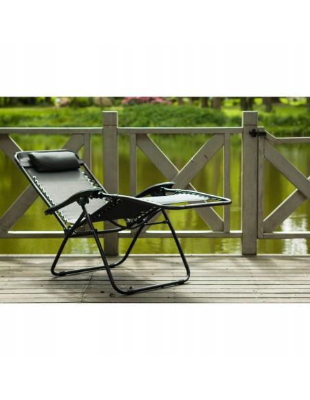 Rozkładany fotel ogrodowy GRAVITY Meven czarny 5902490744325 2