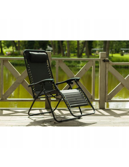 Rozkładany fotel ogrodowy GRAVITY Meven czarny 5902490744325 3