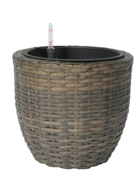 Technorattanowa donica z systemem nawadniania Meven brązowa, 28 x 29 cm 5907510487206