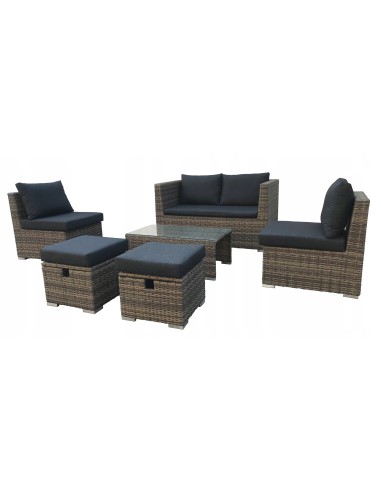 Komplet mebli rattanowych Sorrento sofa + 2x fotel + 2x pufa + stolik Meven -