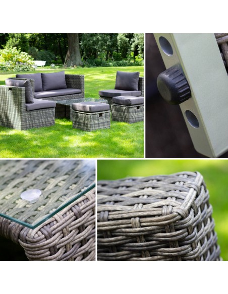 Stylowy komplet mebli ogrodowych SORRENTO Meven 2 fotele + sofa + 2 pufy + stolik 5900607534180 3