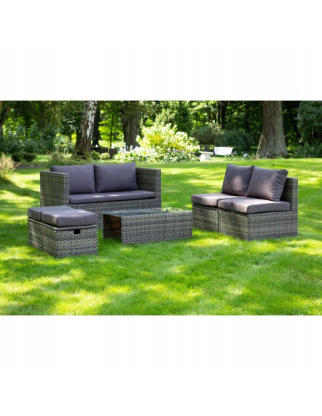 Stylowy komplet mebli ogrodowych SORRENTO Meven 2 fotele + sofa + 2 pufy + stolik 5900607534180 5