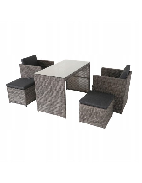Kompaktowy zestaw mebli ogrodowych BERGEN Meven 2 x fotel + 2 x pufa + stół 5900607534036