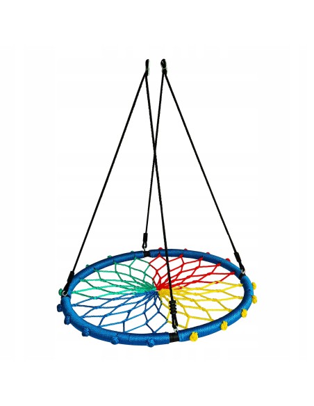 Wytrzymałe bocianie gniazdo huśtawka ogrodowa EMU RAINBOW Meven wielokolorowe, śr. 100 cm 5900607534449