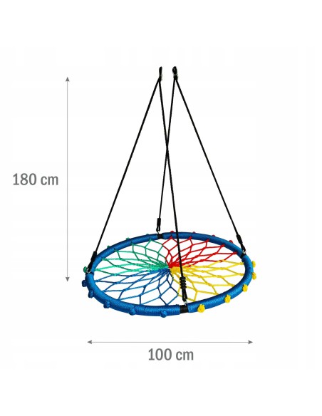 Wytrzymałe bocianie gniazdo huśtawka ogrodowa EMU RAINBOW Meven wielokolorowe, śr. 100 cm 5900607534449 7