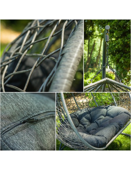 Technorattanowy fotel podwieszany do ogrodu kokon SIERRI Meven 135 × 75 × 120 cm - Fotele podwieszane Technorattanowy fotel podwieszany do ogrodu kokon SIERRI Meven 135 × 75 × 120 cm 5902490744042 5