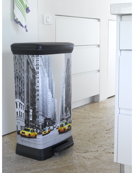 Kosz z pedałem na śmieci 50l metalizowany Nowy York Curver - Kosze na śmieci Kosz z pedałem na śmieci  50l metalizowany Nowy York Curver 3253922162166 3