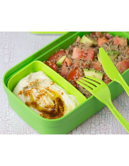 Zielony pojemnik Curver na jedzenie ze sztućcami 1,3l 3253920768018 3