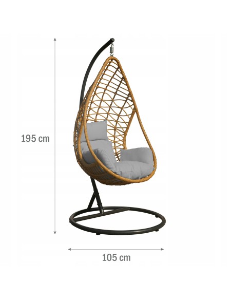 Stylowy fotel podwieszany kokon ROMINA Meven 105 × 195 cm - Fotele podwieszane Stylowy fotel podwieszany kokon ROMINA Meven 105 × 195 cm 5902490785113 2