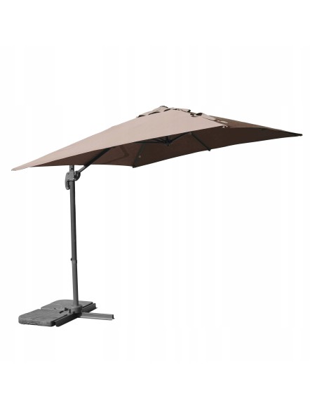 Brązowy parasol ogrodowy z wysięgnikiem Meven PLATINUM mokka, 250 x 250 x 260 cm 5902490786806
