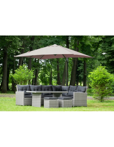 Brązowy parasol ogrodowy z wysięgnikiem Meven PLATINUM mokka, 250 x 250 x 260 cm 5902490786806 2