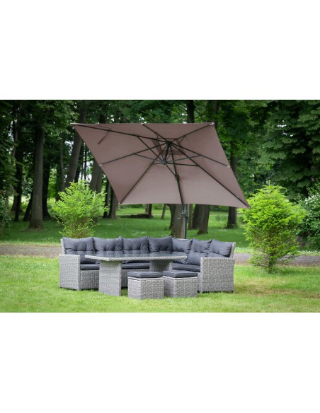 Brązowy parasol ogrodowy z wysięgnikiem Meven PLATINUM mokka, 250 x 250 x 260 cm 5902490786806 3