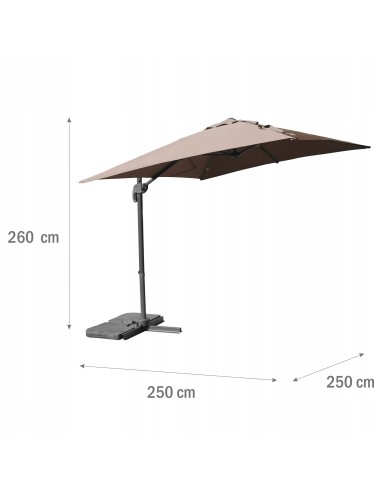 Brązowy parasol ogrodowy z wysięgnikiem Meven PLATINUM mokka, 250 x 250 x 260 cm 5902490786806 11