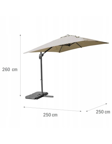 Boczny parasol ogrodowy z wysięgnikiem Meven PLATINUM beżowy, 250 x 250 x 260 cm 5902490786813 6