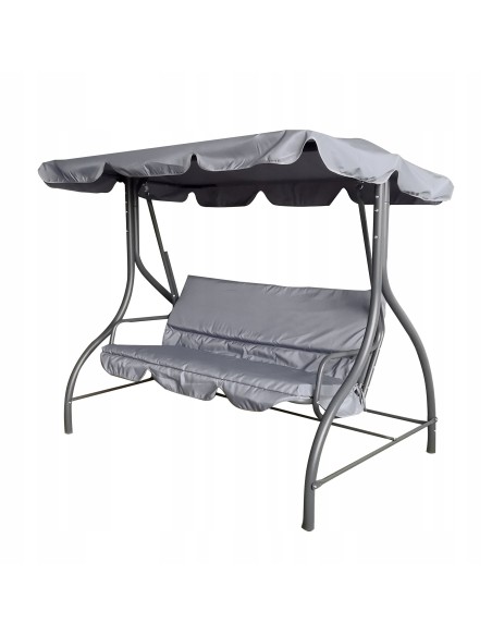 Stabilna huśtawka ogrodowa wolnostojąca Ravenna Meven szara, z baldachimem, 122x204cm 5900607534173