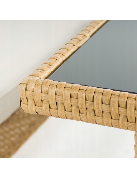 Jasny komplet mebli ogrodowych Meven 2 fotele + 2 pufy + sofa + stół 5902490785311 6