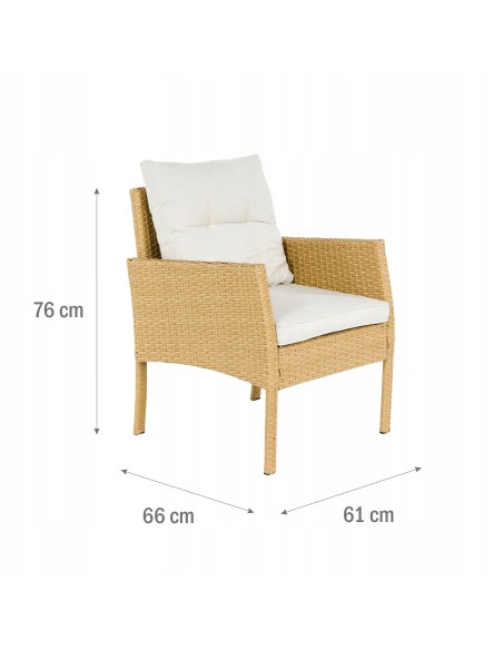 Jasny komplet mebli ogrodowych Meven 2 fotele + 2 pufy + sofa + stół 5902490785311 9