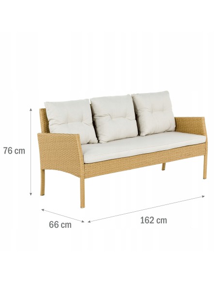 Jasny komplet mebli ogrodowych Meven 2 fotele + 2 pufy + sofa + stół 5902490785311 11