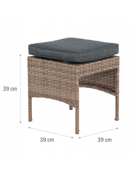 Technorattanowy komplet mebli Meven 2 x fotel + 2 x pufa + sofa + stół 5902490785304 5