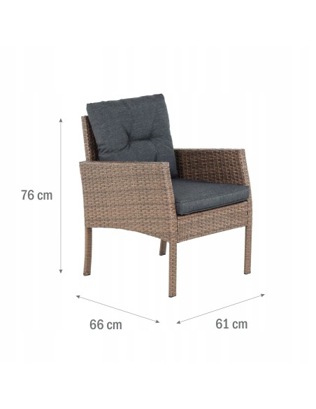 Technorattanowy komplet mebli Meven 2 x fotel + 2 x pufa + sofa + stół 5902490785304 14