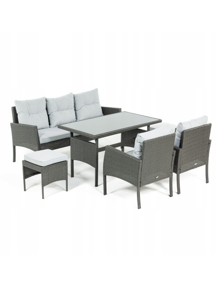 Funkcjonalny zestaw mebli ogrodowych Meven 2 x fotel + 2 x pufa + sofa + stół 5902490785335 13