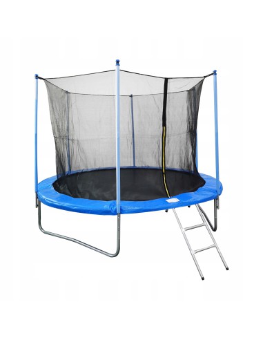 Bezpieczna okrągła trampolina ogrodowa z siatką i drabinką Meven, 366 cm 5900607539963