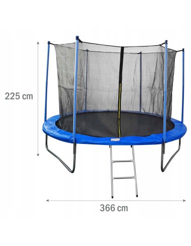 Bezpieczna okrągła trampolina ogrodowa z siatką i drabinką Meven, 366 cm 5900607539963 4