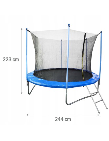 Wytrzymała okrągła trampolina dla dzieci z siatką i drabinką Meven, 244 cm 5900607539949 4