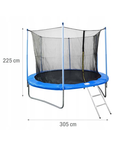 Stabilna okrągła trampolina z siatką zabezpieczającą i drabinką Meven, 305 cm 5900607539956 4