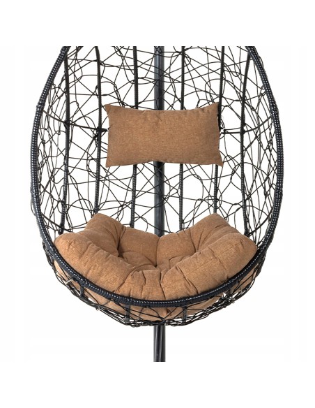 Wygodna poduszka na fotel podwieszany kokon, zagłówek + siedzisko Prima Brown Meven brązowa 5900607535835