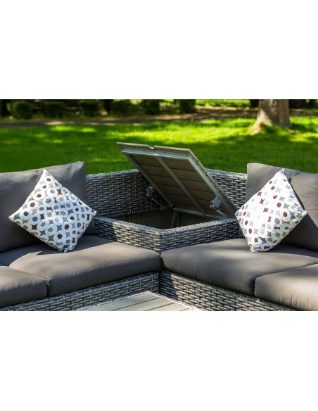 Komfortowy zestaw mebli ogrodowych ze schowkiem SIBUYAN Meven narożnik + stolik 5705820299478 3