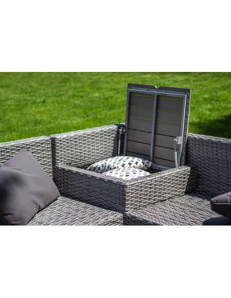 Komfortowy zestaw mebli ogrodowych ze schowkiem SIBUYAN Meven narożnik + stolik 5705820299478 11