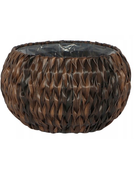 Brązowa donica technorattanowa Meven okrągła, 43,5 x 24,5 cm 5900607539048